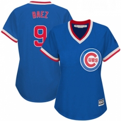 Womens Majestic Chicago Cubs 9 Javier Baez Replica Royal Blue Cooperstown MLB Jersey