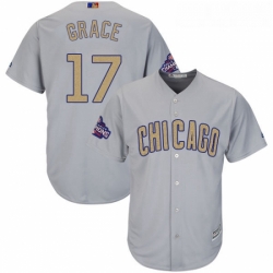 Youth Majestic Chicago Cubs 17 Mark Grace Authentic Gray 2017 Gold Champion Cool Base MLB Jersey