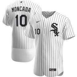 Men Chicago White Sox 10 Yoan Moncada Men Nike White Home 2020 Flex Base Player MLB Jersey