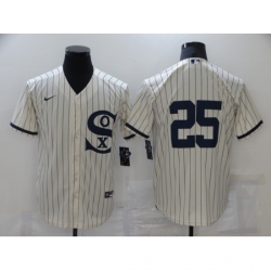 Men Chicago White Sox 25 Jim Abbott Cream Game 2021 Field of Dreams Jersey