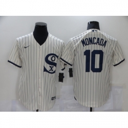 Men Nike Chicago White Sox 10 Yoan Moncada Cream Game 2021 Field of Dreams Jersey