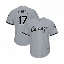 Mens Chicago White Sox 17 Yonder Alonso Replica Grey Road Cool Base Baseball Jersey 