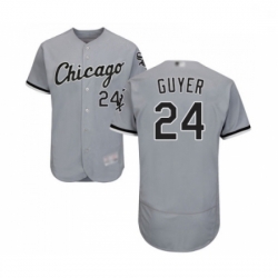 Mens Chicago White Sox 24 Brandon Guyer Grey Road Flex Base Authentic Collection Baseball Jersey