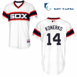 Mens Majestic Chicago White Sox 14 Paul Konerko Replica White 2013 Alternate Home Cool Base MLB Jersey