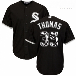 Mens Majestic Chicago White Sox 35 Frank Thomas Authentic Black Team Logo Fashion Cool Base MLB Jersey