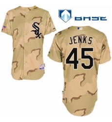 Mens Majestic Chicago White Sox 45 Bobby Jenks Authentic Camouflage Cool Base MLB Jersey