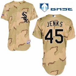 Mens Majestic Chicago White Sox 45 Bobby Jenks Authentic Camouflage Cool Base MLB Jersey