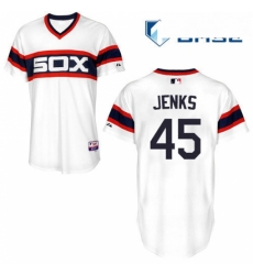 Mens Majestic Chicago White Sox 45 Bobby Jenks Replica White 2013 Alternate Home Cool Base MLB Jersey