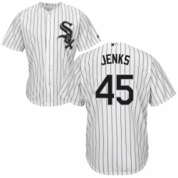 Mens Majestic Chicago White Sox 45 Bobby Jenks White Home Flex Base Authentic Collection MLB Jersey