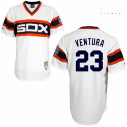 Mens Mitchell and Ness 1983 Chicago White Sox 23 Robin Ventura Authentic White Throwback MLB Jersey