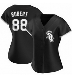 Women Chicago White Sox 88 Luis Robert Black Nike Flexbase Jersey