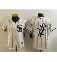 Women Chicago White Sox Cream Team Big Logo Stitched Jersey 01