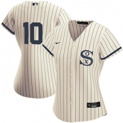 Women Chicago White Sox Field of Dreams 10 Yoan Moncada Cream Jersey