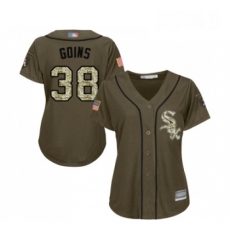 Womens Chicago White Sox 38 Ryan Goins Authentic Green Salute to Service Baseball Jersey 