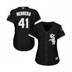 Womens Chicago White Sox 41 Kelvin Herrera Replica Black Alternate Home Cool Base Baseball Jersey 