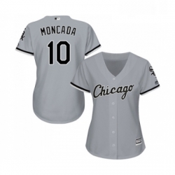 Womens Majestic Chicago White Sox 10 Yoan Moncada Replica Grey Road Cool Base MLB Jerseys 