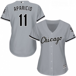 Womens Majestic Chicago White Sox 11 Luis Aparicio Replica Grey Road Cool Base MLB Jersey