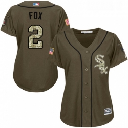 Womens Majestic Chicago White Sox 2 Nellie Fox Replica Green Salute to Service MLB Jersey