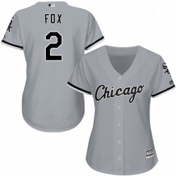 Womens Majestic Chicago White Sox 2 Nellie Fox Replica Grey Road Cool Base MLB Jersey