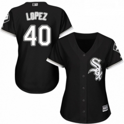 Womens Majestic Chicago White Sox 40 Reynaldo Lopez Replica Black Alternate Home Cool Base MLB Jersey 