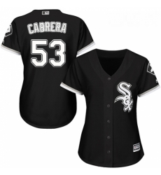 Womens Majestic Chicago White Sox 53 Welington Castillo Replica Black Alternate Home Cool Base MLB Jersey 