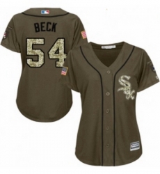 Womens Majestic Chicago White Sox 54 Chris Beck Authentic Green Salute to Service MLB Jersey 