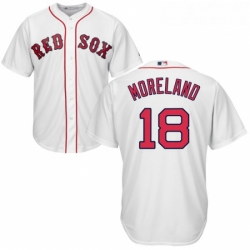 Youth Majestic Boston Red Sox 18 Mitch Moreland Replica White Home Cool Base MLB Jersey