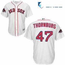 Youth Majestic Boston Red Sox 47 Tyler Thornburg Authentic White Home Cool Base 2018 World Series Champions MLB Jersey