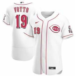 Men Cincinnati Reds 19 Joey Votto White Flex Base Stitched Jersey