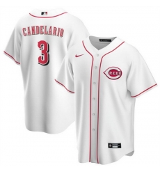 Men Cincinnati Reds 3 Jeimer Candelario White Cool Base Stitched Baseball Jersey