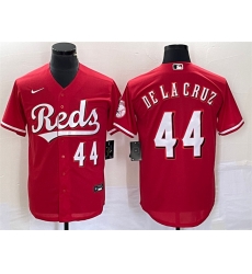 Men Cincinnati Reds 44 Elly De La Cruz Number Red Cool Base Stitched Baseball Jersey 1