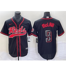 Men Cincinnati Reds 9 Matt McLain Black Cool Base Stitched Baseball Jersey