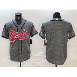 Men Cincinnati Reds Blank Grey Cool Base Stitched Baseball Jersey