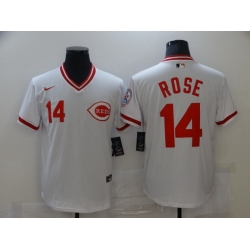 Men Nike Cincinnati Reds 14 Pete Rose White 1976 Throwback Jersey