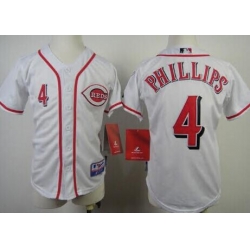 Men Reds #4 Brandon Phillips White Cool Base Stitched MLB Jersey