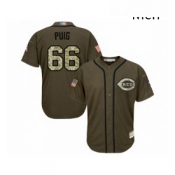 Mens Cincinnati Reds 66 Yasiel Puig Authentic Green Salute to Service Baseball Jersey 