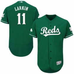 Mens Majestic Cincinnati Reds 11 Barry Larkin Green Celtic Flexbase Authentic Collection MLB Jersey