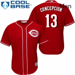 Mens Majestic Cincinnati Reds 13 Dave Concepcion Replica Red Alternate Cool Base MLB Jersey