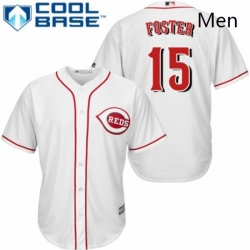 Mens Majestic Cincinnati Reds 15 George Foster Replica White Home Cool Base MLB Jersey 