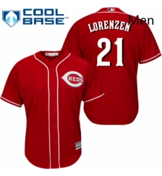 Mens Majestic Cincinnati Reds 21 Michael Lorenzen Replica Red Alternate Cool Base MLB Jersey