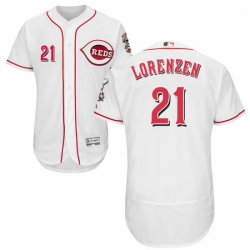 Mens Majestic Cincinnati Reds 21 Michael Lorenzen White Home Flexbase Authentic Collection MLB Jersey