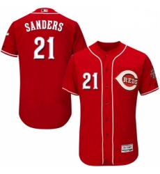 Mens Majestic Cincinnati Reds 21 Reggie Sanders Red Alternate Flex Base Authentic Collection MLB Jersey