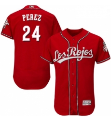 Mens Majestic Cincinnati Reds 24 Tony Perez Red Los Rojos Flexbase Authentic Collection MLB Jersey