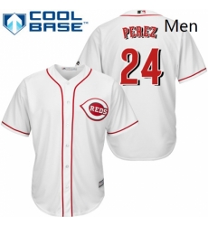 Mens Majestic Cincinnati Reds 24 Tony Perez Replica White Home Cool Base MLB Jersey