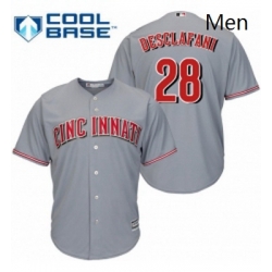 Mens Majestic Cincinnati Reds 28 Anthony DeSclafani Replica Grey Road Cool Base MLB Jersey