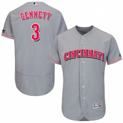 Mens Majestic Cincinnati Reds 3 Scooter Gennett Grey Road Flex Base Authentic Collection MLB Jersey