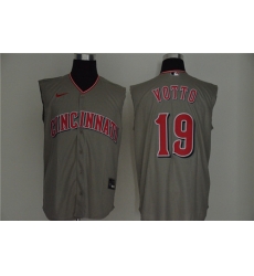 Reds 19 Joey Votto Gray Nike Cool Base Sleeveless Jersey