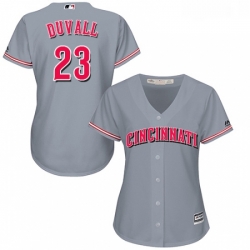 Womens Majestic Cincinnati Reds 23 Adam Duvall Replica Grey Road Cool Base MLB Jersey