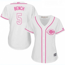 Womens Majestic Cincinnati Reds 5 Johnny Bench Replica White Fashion Cool Base MLB Jersey