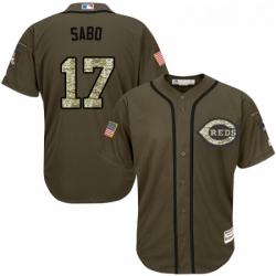 Youth Majestic Cincinnati Reds 17 Chris Sabo Replica Green Salute to Service MLB Jersey